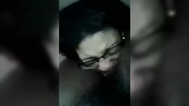 Nerdy black girl is on her knees thirsty for cumload