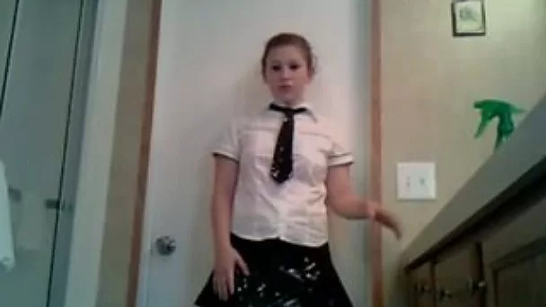 Crazy and wild teen babe in slutty college uniform