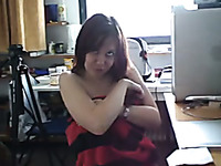 German colleague at work showing me her big boobies