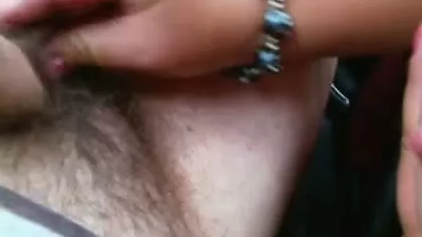 Filming big natural boobies of a mature hooker on cam