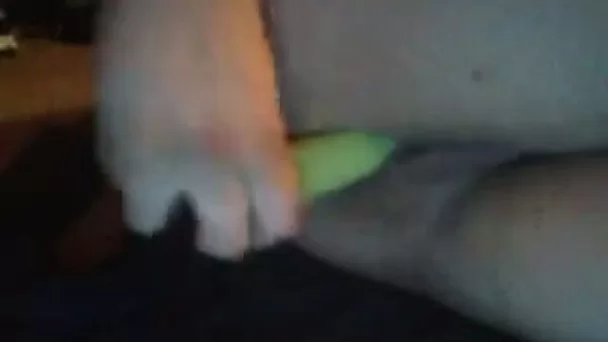 Dirty white squirter girl poked her pussy with a sex tool