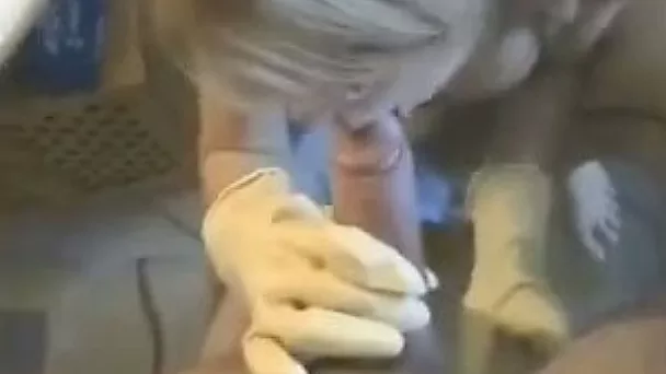 Busty hot blonde housewife blows me in the bathroom