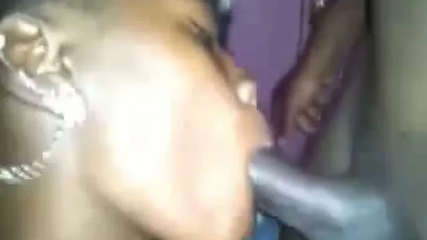 Hot short haired black hoodrat blows my BBC on cam