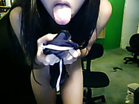 Hot skinny teen whore takes off her black panties on webcam