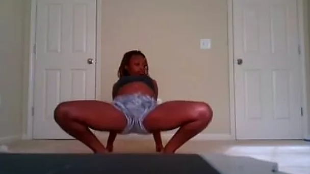 Ebony hot young slut stripteases and dances on webcam