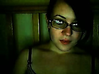Aroused 18 yo brunette girlfriend shows me her juggs on webcam