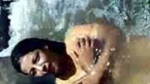 Amateur retro video of my brunette wife in the pool