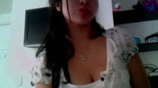 Latina brunette in summer dress gets wild on webcam