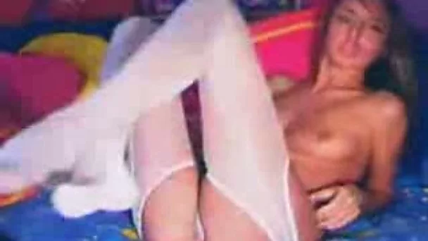 Horny brunette college chick gives private webcam show