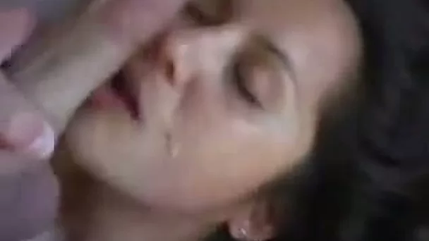 My spicy hot girlfriend with jet black hair gets a facial