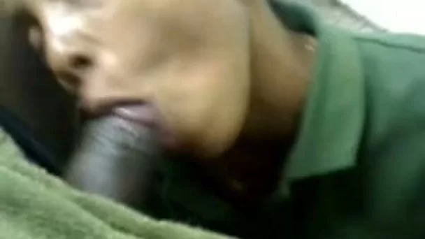 Sucking big black dick of my commander in his office