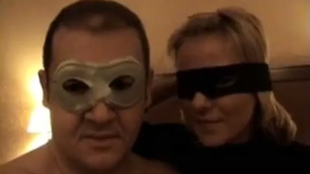 Italian mature couple wear masks and have sex on cam