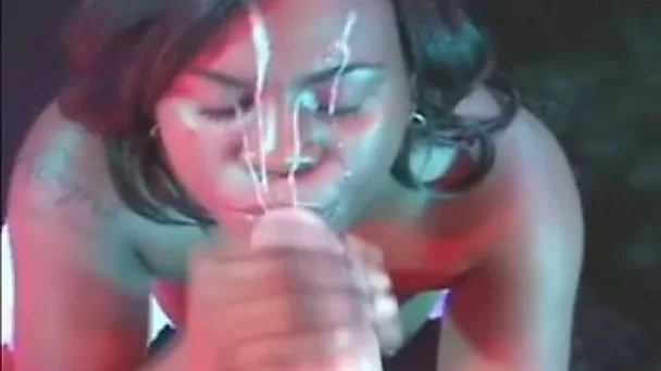 Sensational handjob and titjob from busty black milf