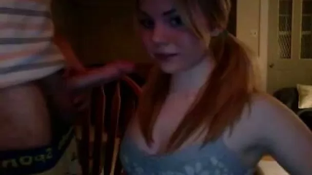 Pigtailed cutie sucks my swollen dick with unrestrained passion