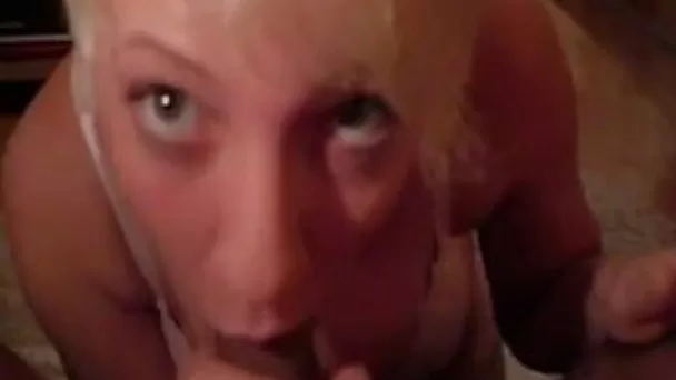Busty blonde mom smokes and works on my cock in POV clip
