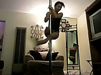 Homemade solo clip with my petite brunette GF pole-dancing