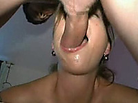 Brown-haired prostitute drives me crazy with a deepthroat blowjob