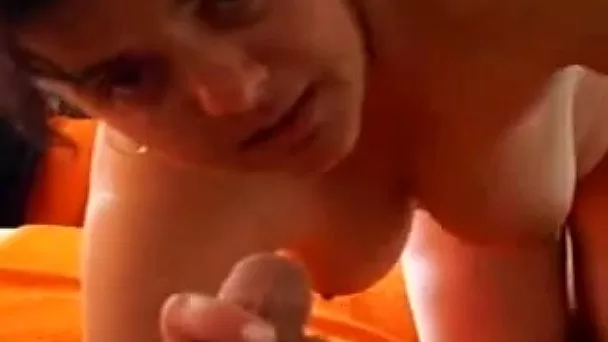 Chubby short haired milf hooker gives me a quick blowjob