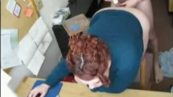 Submissive BBW redhead colleague stays with me after work