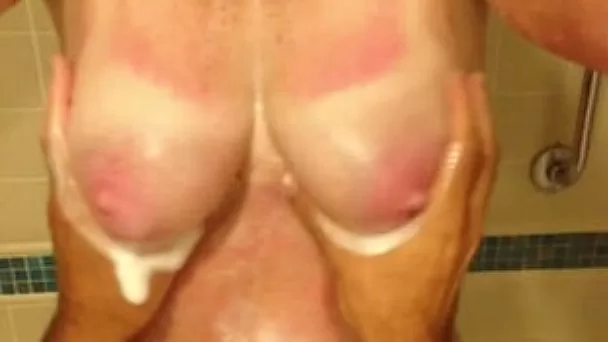Playingwith big and appetizing boobies of my milf wife