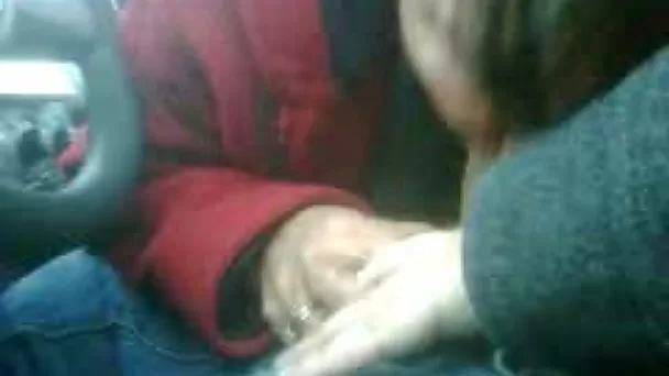 Latina cougar giving quick blowjob in the car on cam