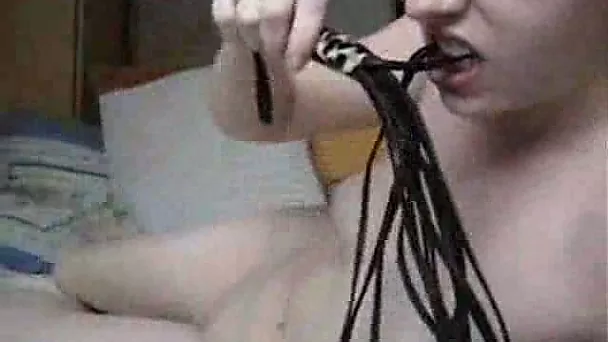 Blue eyed pervert girl whips her ass on webcam for me