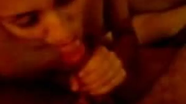 Skinny brunette sister of my roommate gives me nice blowjob