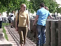 Amateur Russian bitch in public pisses in her pants
