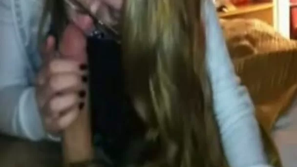 Kinky chick wearing glasses enjoys working on my schlong