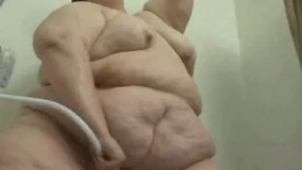 My beloved fattie gets naughty while taking a shower