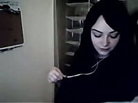 Huge boobs of a cute teen brunette chick on webcam