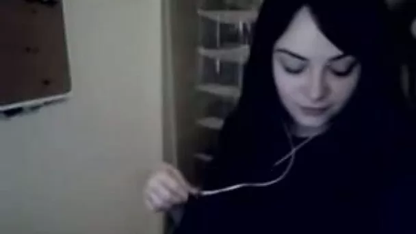Huge boobs of a cute teen brunette chick on webcam