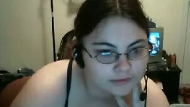Chubby and young nerdy chick with fantastic boobies