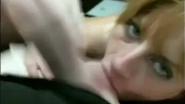 Awesome POV with my redhead GF licking and biting my balls