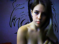 Raunchy webcam whore flashes her small perky titties
