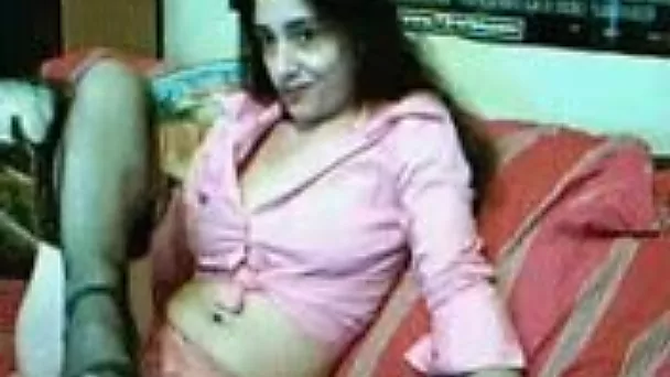 Petite pale skin French chick on webcam being playful