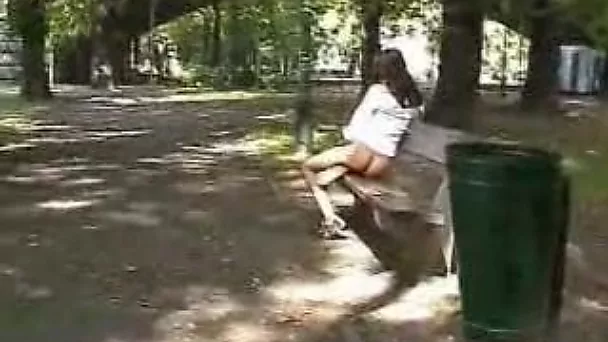 Some lucky people saw my horny brunette GF naked on the street