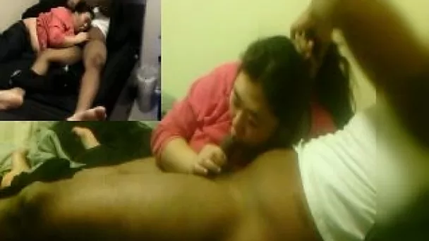 Fat Asian whore is sucking on my dick with passion