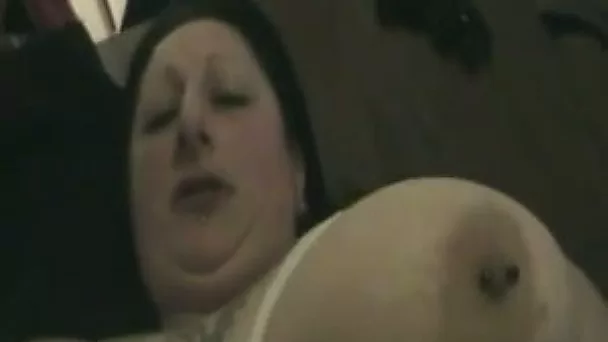 BBW slut with tattoos lets me play with her pierced pussy