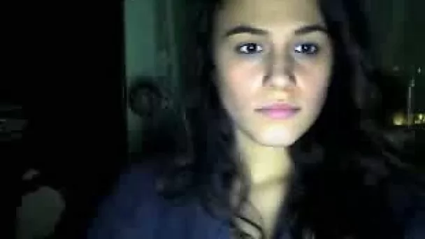 Brunette cutie fingers her shaved pussy after flashing her boobs