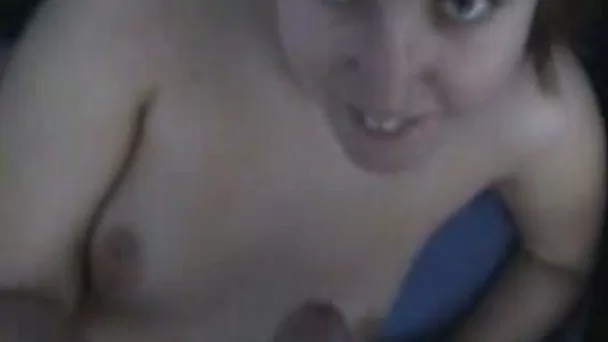 Horny pale skin colleague gives me head while I film her