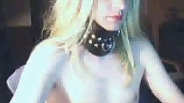 Skinny faggot with blonde hair and red lipstick makeup chats with me