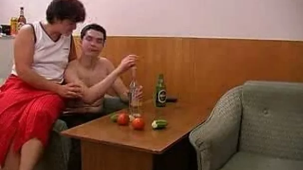 Chubby Russian mom and Russian vodka made me happy on that day