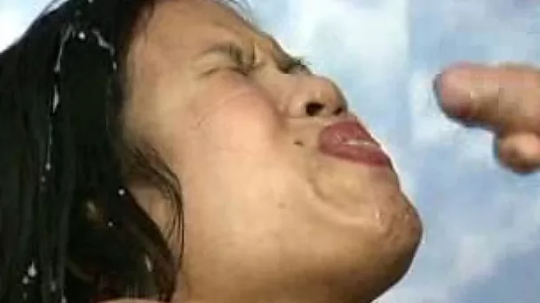Aroused Asian prostitute loves my sperm on her face