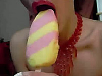 Charming Turkish webcam babe licks ice cream flaunting her big lips
