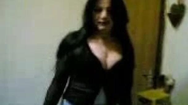 My plump BBW goth shemale friend shows off fake breast and big ass