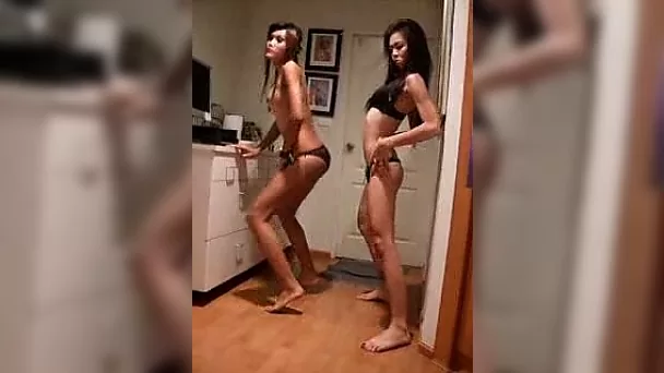 Extremely skinny and skanky Asian teens on webcam dancing