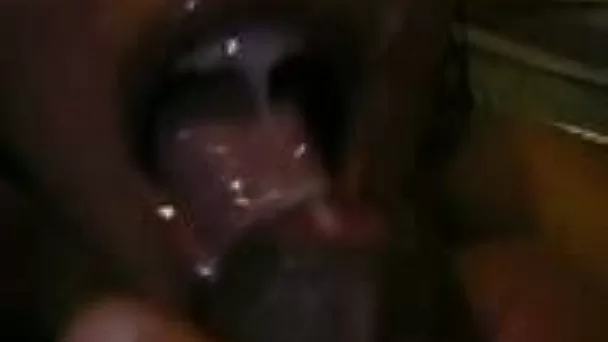 Ebony neighborhood whore slurps on my black cum taking a mouthful