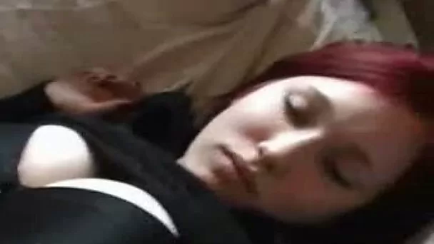 My big-breasted redhead GF moans sweetly while I finger her cooch