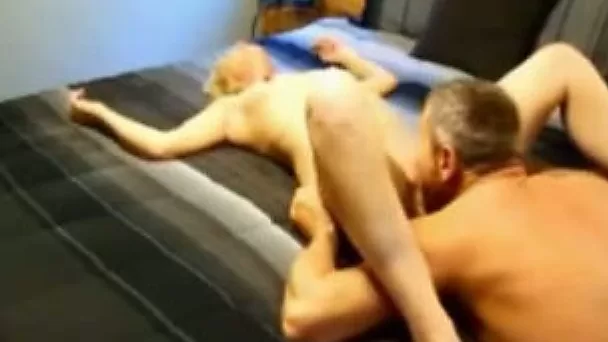 Skinny blonde milf lets me eat her vag before I smash it